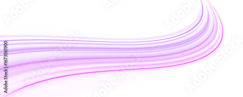 Wavy light streams flow smoothly across a transparent background. Bright neon shades enhance the sense of motion. Great for abstract design or speed visuals.