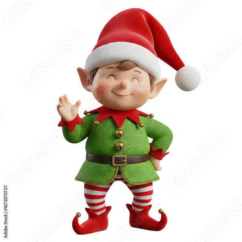 3D Render Christmas Elf Figurine – Holiday Decoration