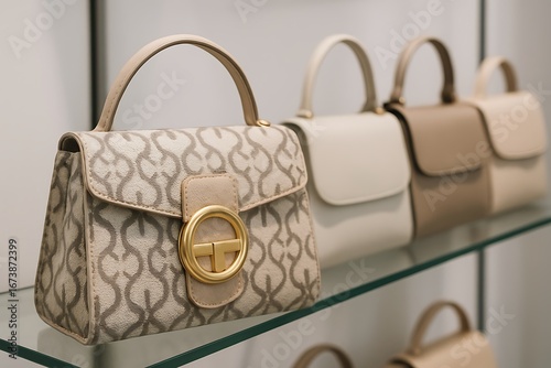 Elegant handbags displayed in a modern boutique with stylish designs