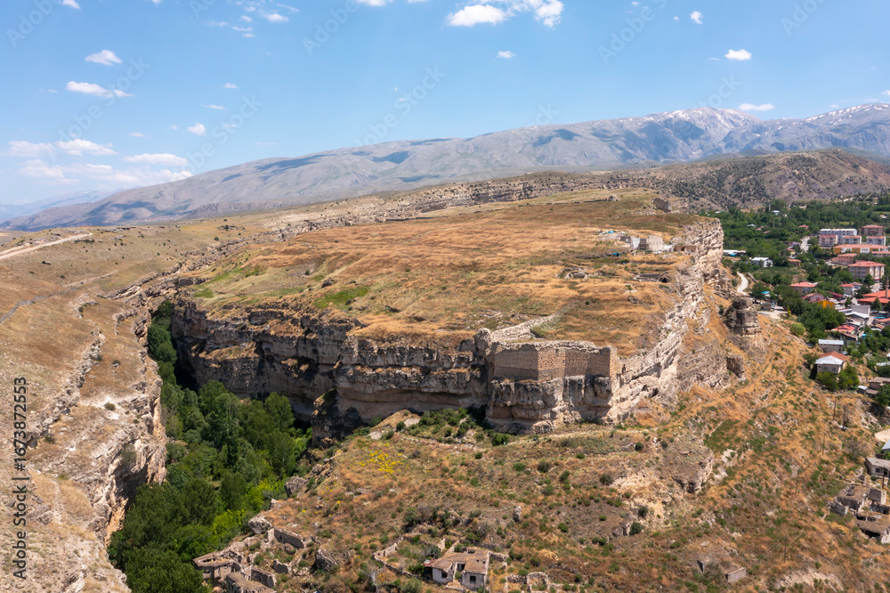 Fototapeta premium Kemah district city entrance. View of Sultan Melik Tomb, Erzincan, Turkey