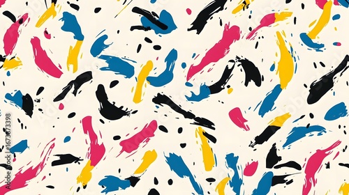 Abstract Colorful Brush Strokes Seamless Pattern Design