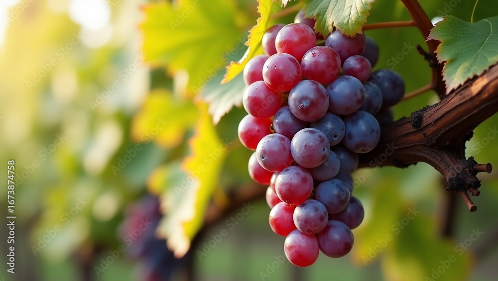Fototapeta premium Ripe Red Grapes on Vine.