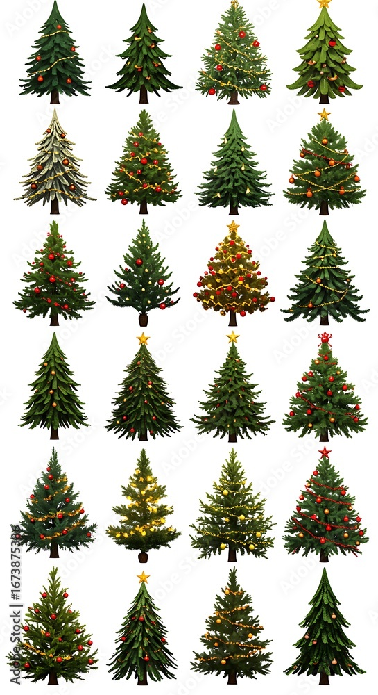 Obraz premium A Festive Forest: Twenty-Four Christmas Trees