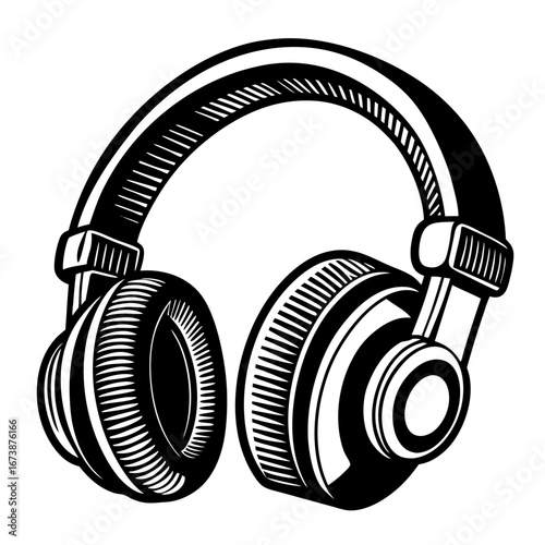 Vintage style headphones vector illustration for music lovers and audio enthusiasts design art