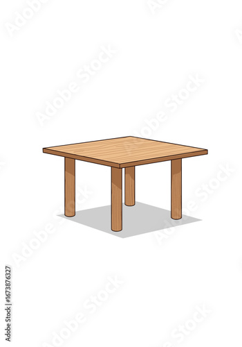 Simple wooden table with four legs, perfect for home or office settings, adding natural charm.