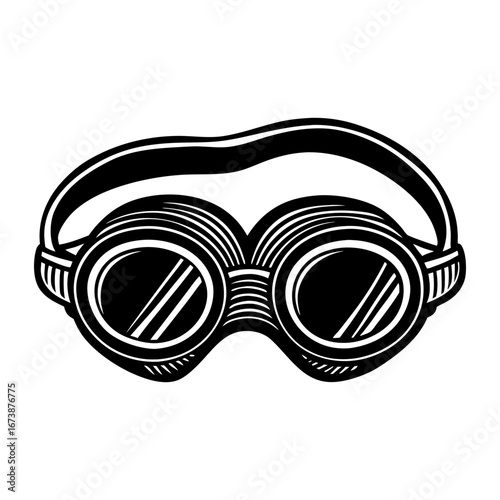 Vintage aviator goggles illustration vector, retro steampunk eye protection eyewear design element