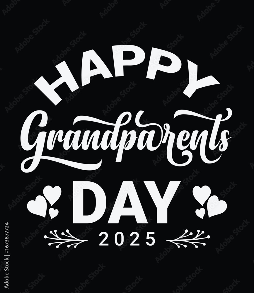 Naklejka premium Happy grandparents day typography t shirt design featuring colorful text and playful elements