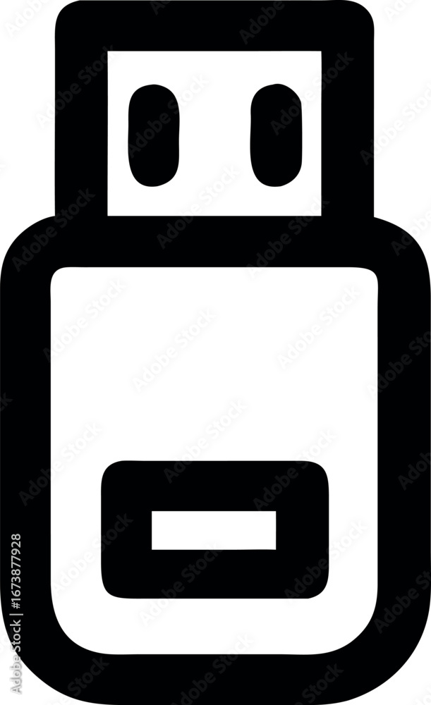Clean and modern icon illustration of a USB flash drive, a symbol of connectivity, portable data storage, and information technology Clean and modern icon illustration of a USB flash drive, a symbol of connectivity, portable data storage, and information technology