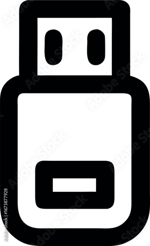 Clean and modern icon illustration of a USB flash drive, a symbol of connectivity, portable data storage, and information technology