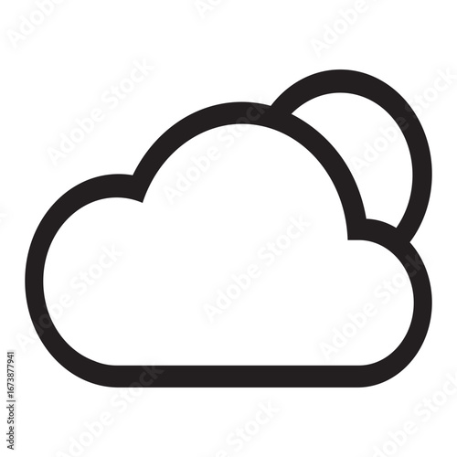Simple weather icon of a cloud with a partial sun peeking out from behind Vector Illustrations
