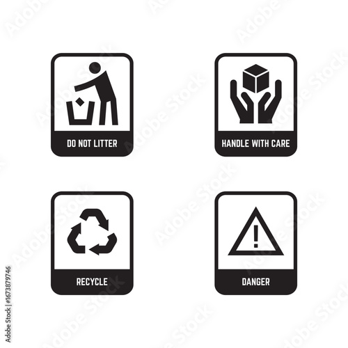 Vector Logistics and Safety Icons in Circle Shape