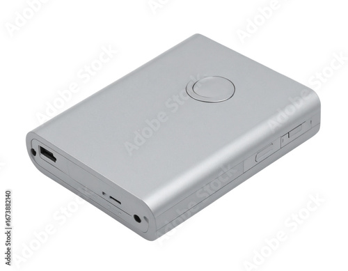  Gray Portable MP3 Music Player Front View with Earbuds, Isolated Transparent Background PNG