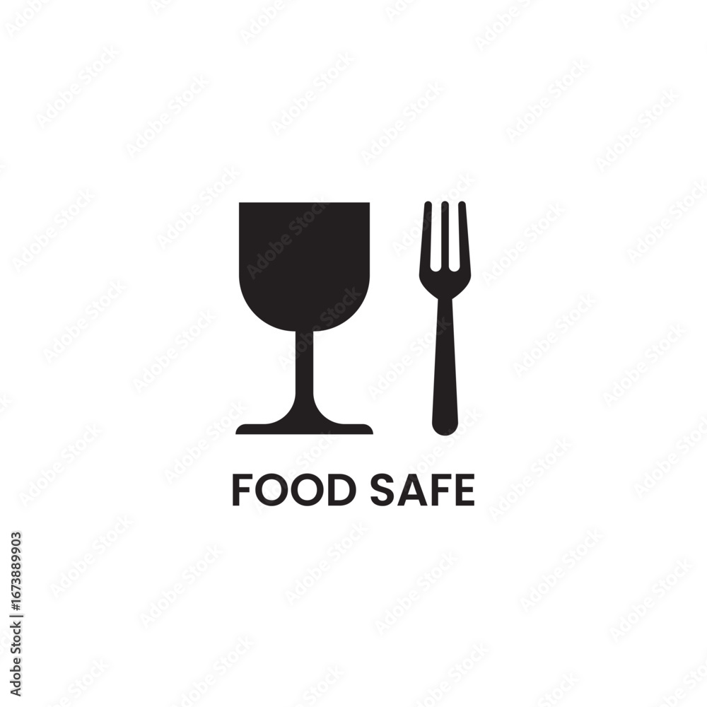 Fototapeta premium Universal Food Contact Safety Outline Symbol Graphic