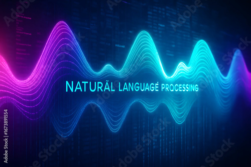 Futuristic Natural Language Processing Waveform Illustration