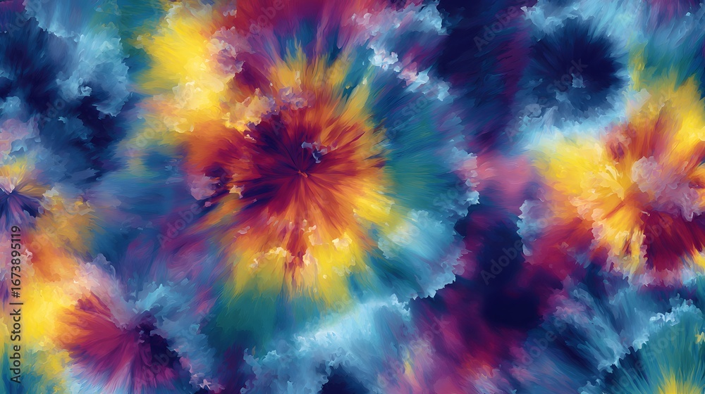 Fototapeta premium Abstract swirls of vibrant colors create a dynamic and mesmerizing tie-dye effect.
