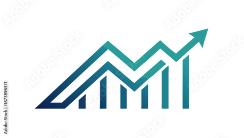 Rising bar chart, a modern vector illustration of financial growth and success in business and market trends