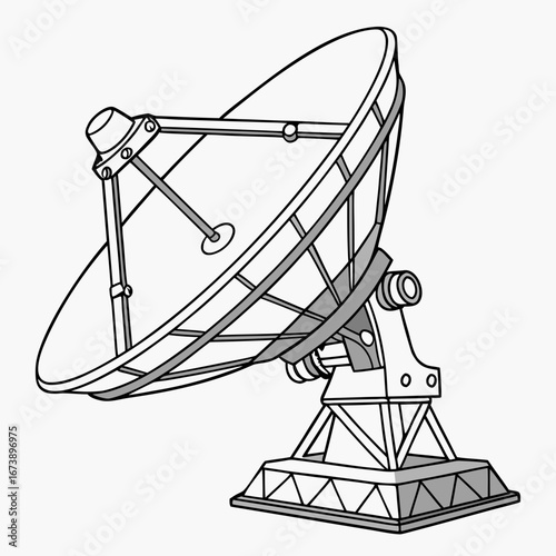 Vector art of satellite dish antenna for communication