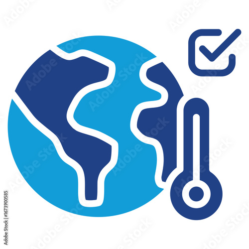 Climate Compliance Glyph Blue Silhouette Icon Design Vector - Global commitment to international climate agreements and emission targets
