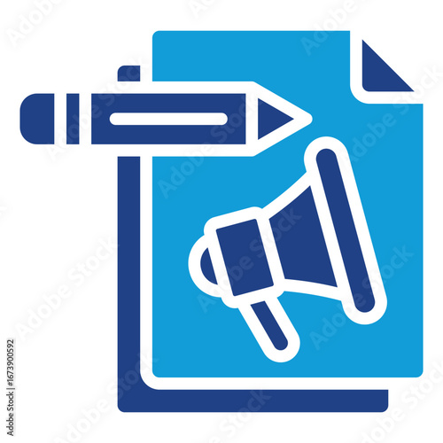 Content Marketing Glyph Blue Silhouette Icon Design Vector - Content marketing and storytelling strategies to attract, engage, and retain customers