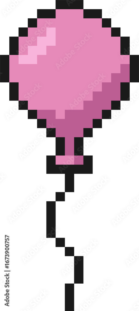 Fototapeta premium 8 bit birthday decoration balloon illustration