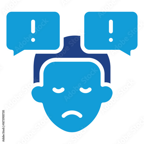 Mental Stigma Glyph Blue Silhouette Icon Design Vector - Raising awareness to reduce stigma and negative perceptions around mental health and illness