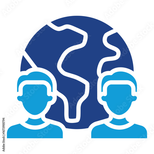 Public Awareness Glyph Blue Silhouette Icon Design Vector - Global community awareness symbol showing unity in facing infectious disease challenges