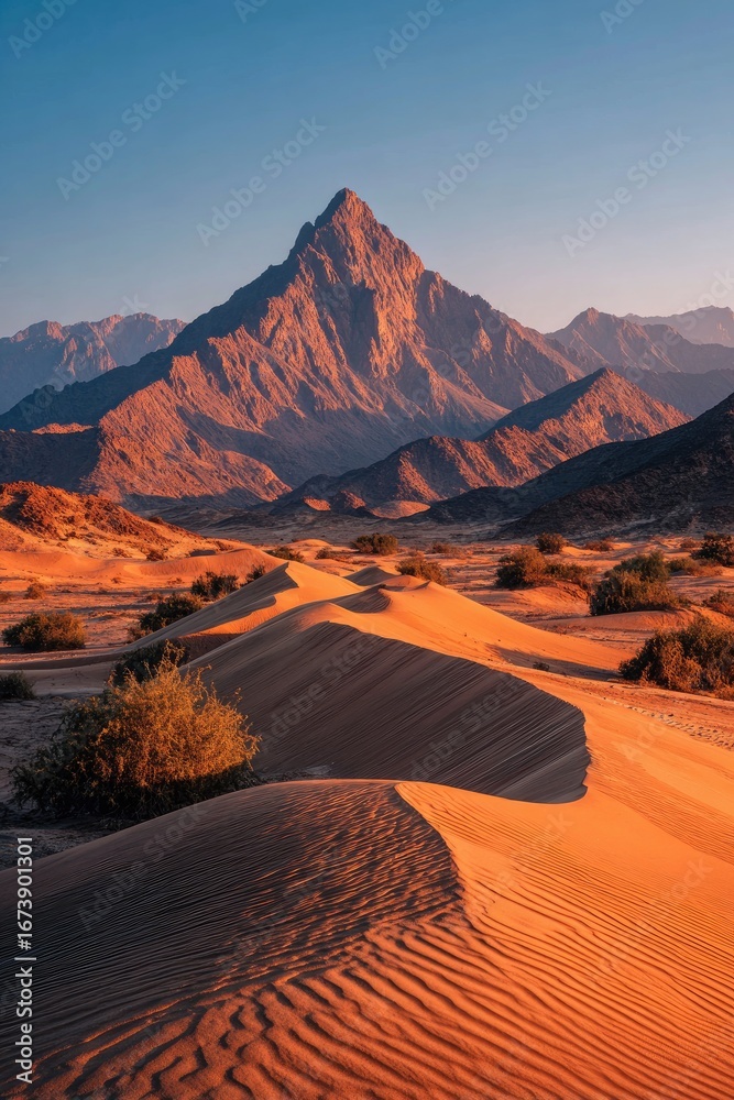 Fototapeta premium Sunrise over desert mountains (1)