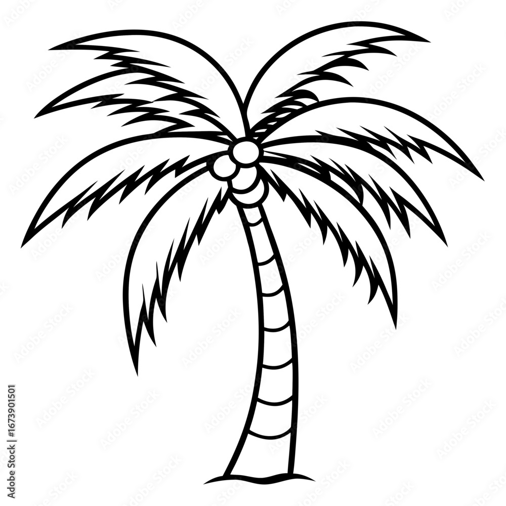 Obraz premium Tropical Coconut Tree Vector Illustration