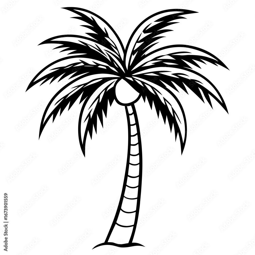 Obraz premium Tropical Coconut Tree Vector Illustration