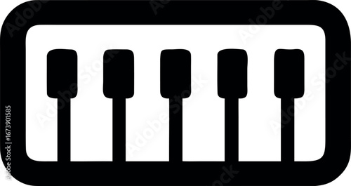 Minimalist graphic representation of classic piano keys, an iconic visual concept for music education, entertainment events, or creative projects involving melodies and harmonies