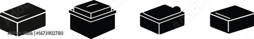 Collection of four silhouetted soap boxes ready for packaging and design silhouette