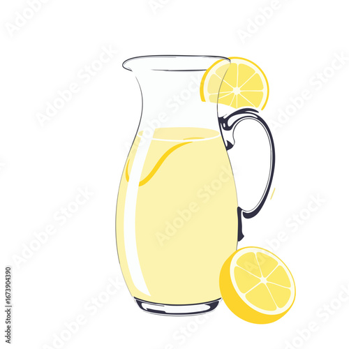 A glass pitcher full of lemonade