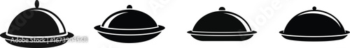 Collection of four cloches silhouettes food service restaurant silhouette