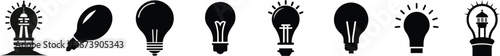 Various light bulb icons silhouette collection for design ideas silhouette