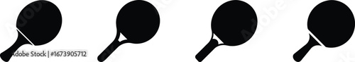 Ping pong paddle silhouettes set graphic elements sport recreation silhouette