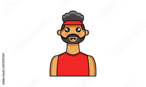 Man in Headband Cartoon