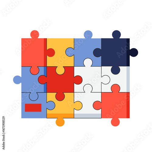 Jigsaw puzzle Colorful arrangement Complete solution Teamwork metaphor Business strategy