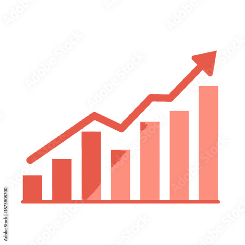 Rising bar graph with arrow trending upwards financial growth concept