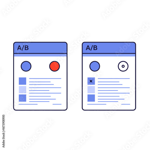 AB testing comparison simple outline showing different results analysis concept