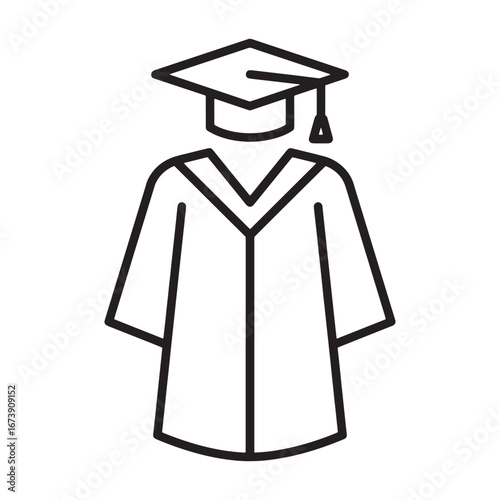 Graduation gown and cap symbol representing academic achievement