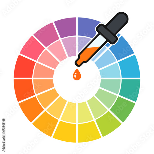 Color wheel with dropper colorful palette showing color selection tool