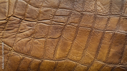 Genuine leather in mocha mousse hue, Pantone 2025 color specification.