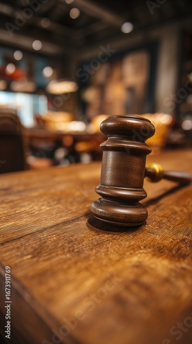 Gavel in Court Auction Judgment Scene, Business Concept of Asset Distribution and Property Allocation for Legal Financial Themes
