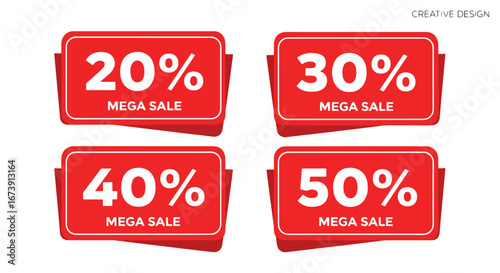 Mega set of red sale labels 50% off 