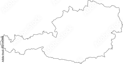 A clean, minimalist, and blank outline map of Austria. Ideal for sleek presentations, infographics, or as a simple graphic element for any project.

