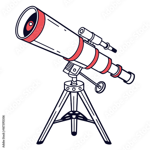 Flat vector illustration of a telescope on a white background