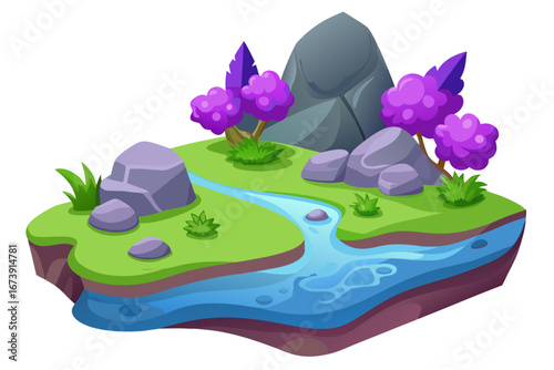 A beautiful purple flower garden with a single white blossom and a butterfly perched on a vibrant crocus