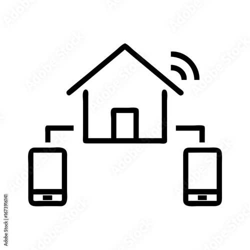Home with Connected Phones Illustrating Smart Home Technology, Remote Access, and Automation for Blogs, Websites, and Mobile Apps