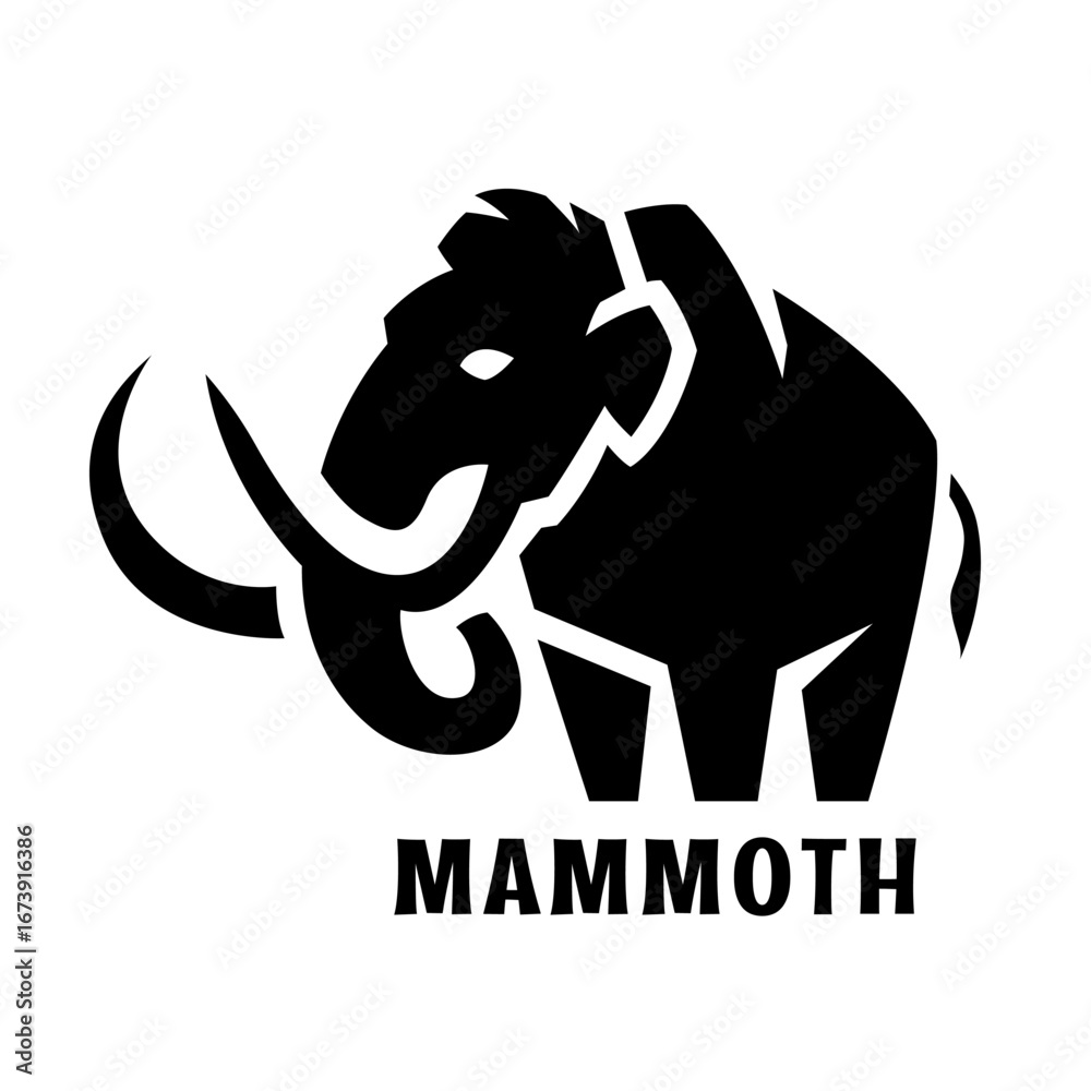 Fototapeta premium Mammoth silhouette, logo.