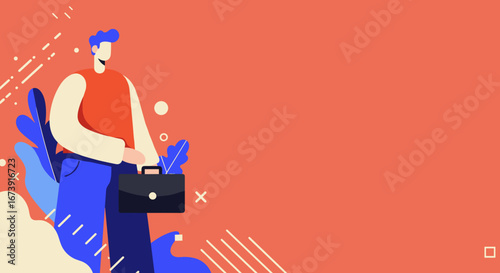 Smiling professional man with a briefcase, embodying career opportunities, business growth, and success. Ideal for corporate themes and job search concepts.